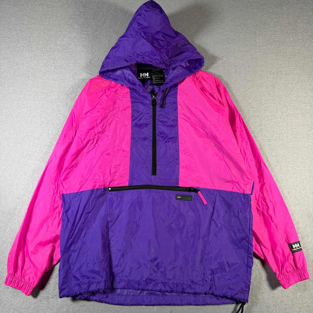 Vintage Helly Hansen Packable‎ Anorak Jacket Purple Pink Block Pullover Women